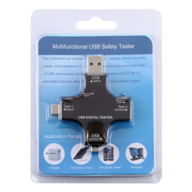 Συσκευή ελέγχου λειτουργίας θύρας USB, Micro USB & USB-C, 3.6-32V, LCD