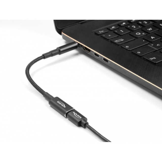 DELOCK καλώδιο τροφοδοσίας 60040, USB-C σε 5.5x2.5mm, 15cm, μαύρο