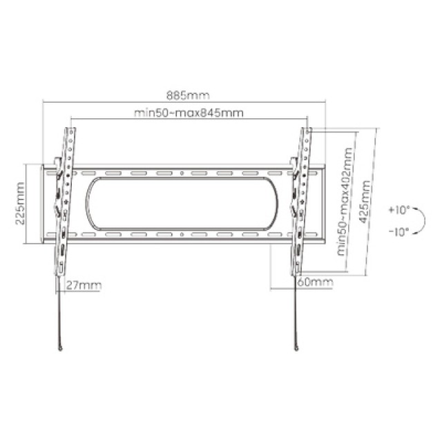 BRATECK επιτοίχια βάση LP73-48T για τηλεόραση 43"-90", έως 80kg