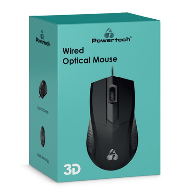 POWERTECH ενσύρματο ποντίκι PT-1077, οπτικό, 1000DPI, μαύρο
