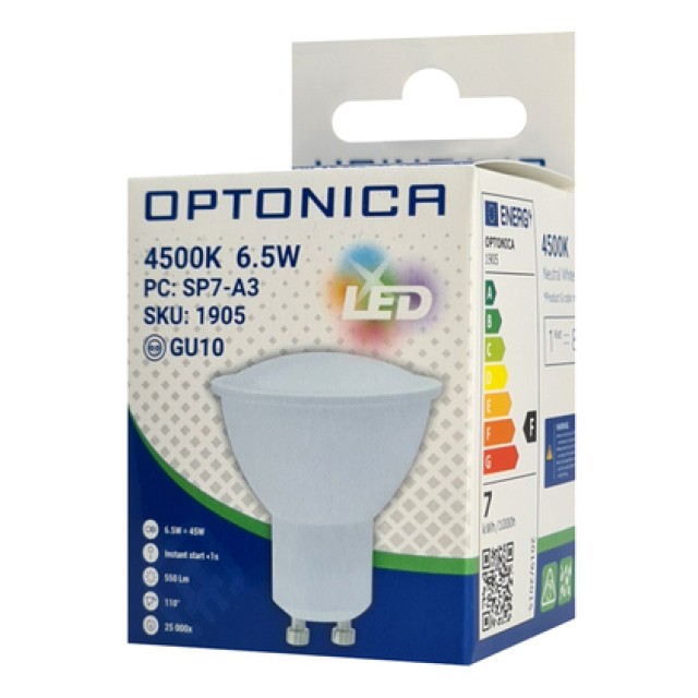 OPTONICA LED λάμπα spot 1905, 6.5W, 4500K, GU10, 550lm