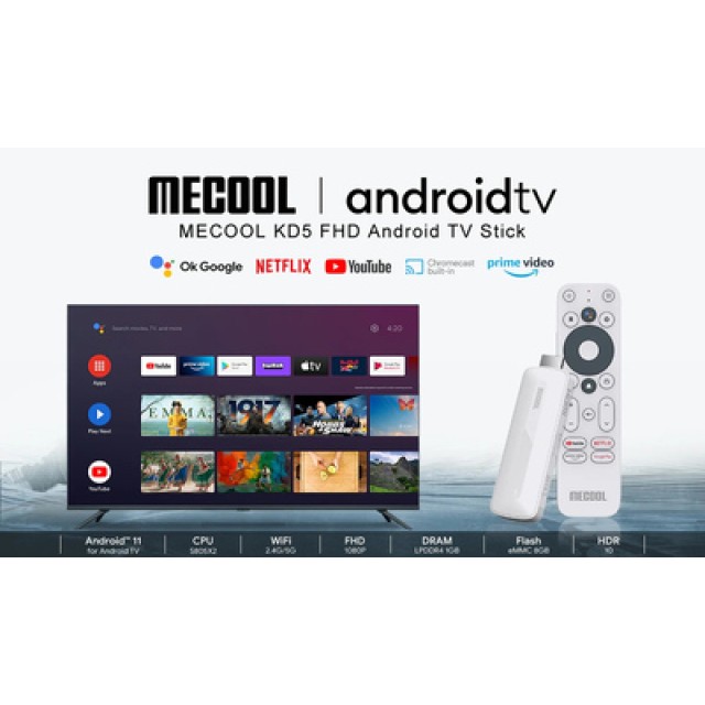 MECOOL TV Stick KD5, Google & Netflix certificate, FHD, WiFi, Android 11