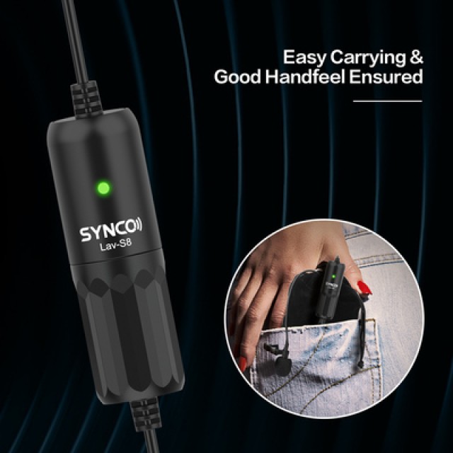 SYNCO μικρόφωνο Lav-S8 με clip-on, omnidirectional, 3.5mm, 8m, μαύρο