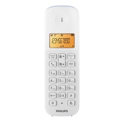 PHILIPS ασύρματο τηλέφωνο D1601S-34, με ελληνικό μενού, λευκό-μπλε