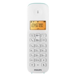 PHILIPS ασύρματο τηλέφωνο D1601T-34, με ελληνικό μενού, λευκό-πράσινο