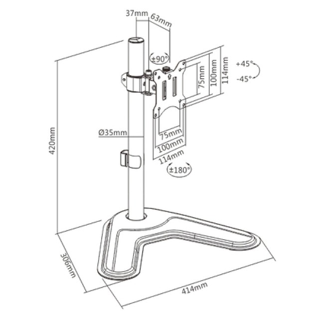 BRATECK βάση γραφείου LDT57-T01 για οθόνη 17"-32", έως 9kg