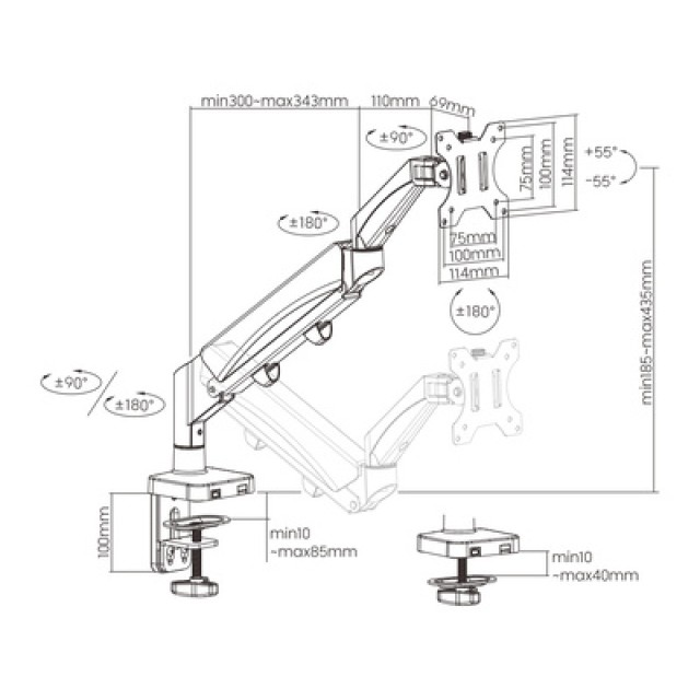 BRATECK βάση γραφείου LDT56-C012 για οθόνη 17"-32", έως 9kg