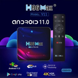 H96 TV Box Max V11, 4K, RK3318, 4/64GB, Bluetooth remote, Android 11