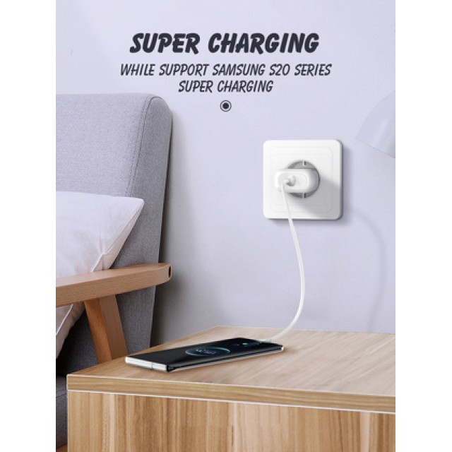 LDNIO φορτιστής τοίχου A1206C με καλώδιο USB-C, 1x USB-C, 27W PD, λευκός