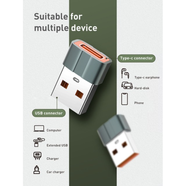 LDNIO αντάπτορας USB σε USB-C LC150, αρσενικό σε θηλυκό, γκρι