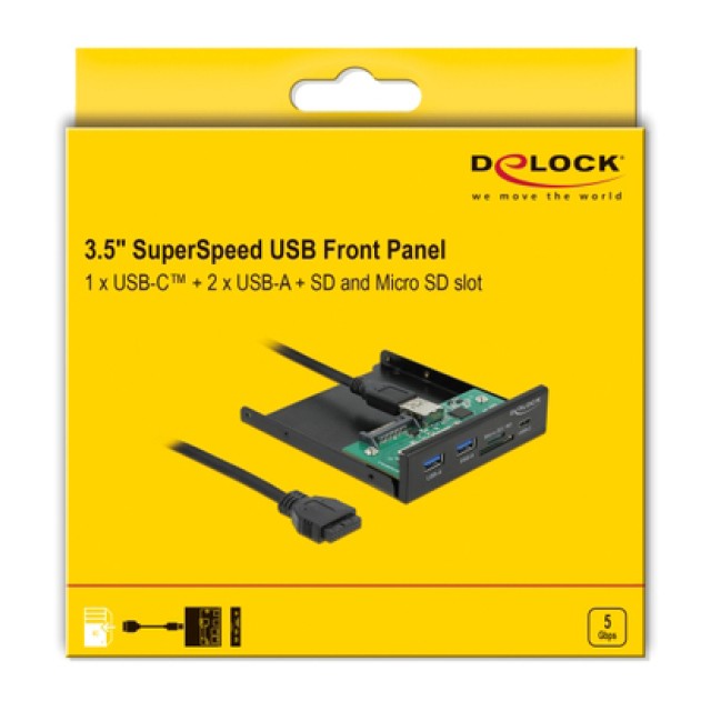 DELOCK front panel 64058, 3.5" σε USB-C, 2x USB & SD/Micro SD