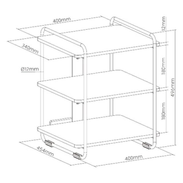 BRATECK ραφιέρα δαπέδου SFR-04, 45.4x40x49.6cm, έως 90kg, καφέ-μαύρο