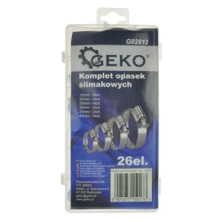 GEKO σετ μεταλλικοί σφιγκτήρες λάστιχων G02812, διάφορα μεγέθη, 26τμχ