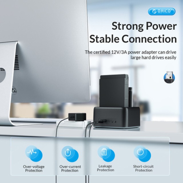 ORICO docking station 6829C3, 2x 2.5/3.5" HDD/SSD, 10Gbps, μαύρο