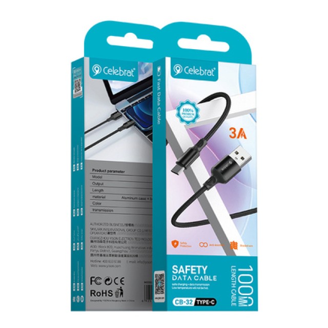 CELEBRAT καλώδιο USB-C σε USB CB-32, 15W, 1m, μαύρο