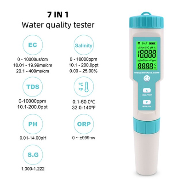 NOYAFA tester ποιότητας νερού C-600, TDS/EC/PH/SALT/S.G/ORP/0-60 °C