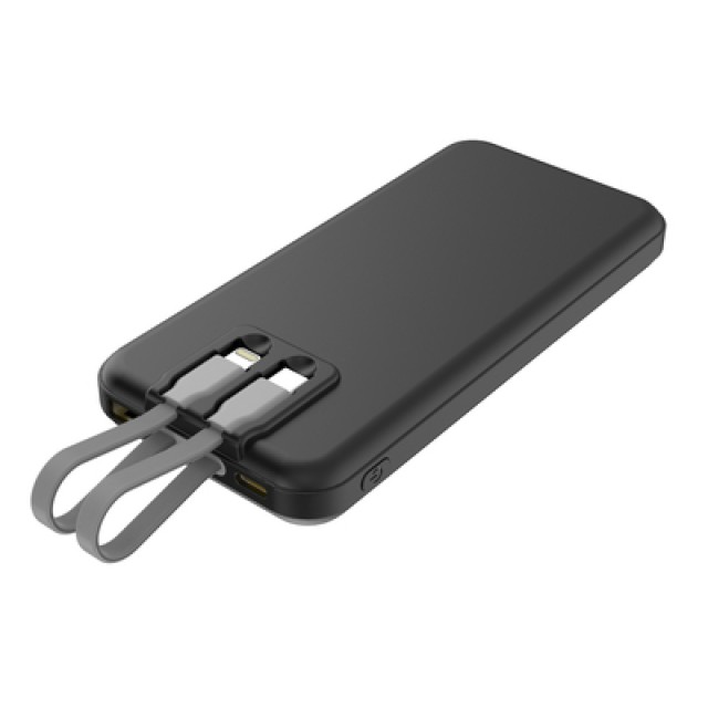 POWERTECH power bank με καλώδια και οθόνη PT-1135 10000mAh, 22.5W, μαύρο