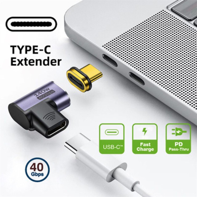 POWERTECH αντάπτορας USB-C PTH-105, μαγνητικός, 140W, 40Gbps, γκρι