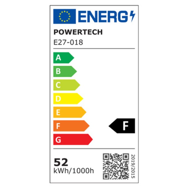 POWERTECH LED λάμπα E27-018, 4x αναδιπλούμενα πτερύγια, 52W, 4000K, E27