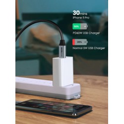 CABLETIME καλώδιο USB-C CMCM60, 60W PD, 5Gbps, 4K, 1m, μαύρο