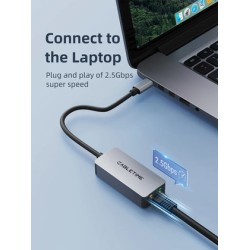 CABLETIME αντάπτορας δικτύου CT-CML2500, USB-C, 2.5Gbps Ethernet, γκρι