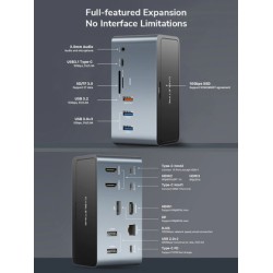 CABLETIME docking station DOCK162-AG2 15 θύρες, M.2 NVME, 4K 100W, γκρι