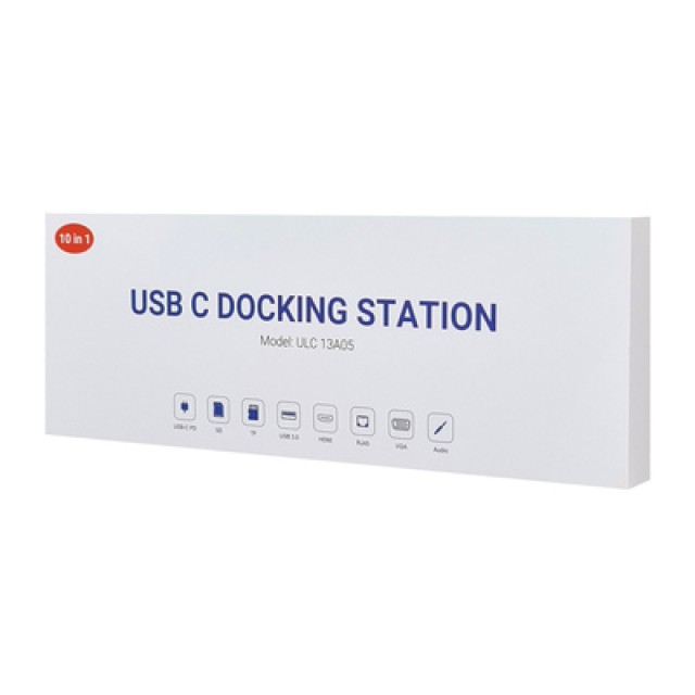 POWERTECH docking station CAB-UC080, 10 θυρών, βάση laptop, USB-C, γκρι