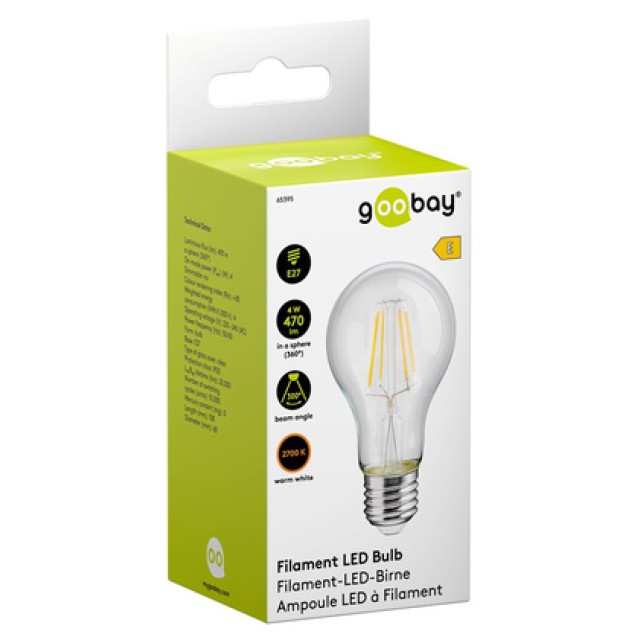 GOOBAY LED λάμπα bulb 65395, E27, Filament, 4W, 2700K, 470lm