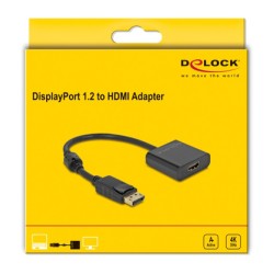 DELOCK αντάπτορας DisplayPort σε HDMI 63585, 4K/30Hz, active, μαύρος