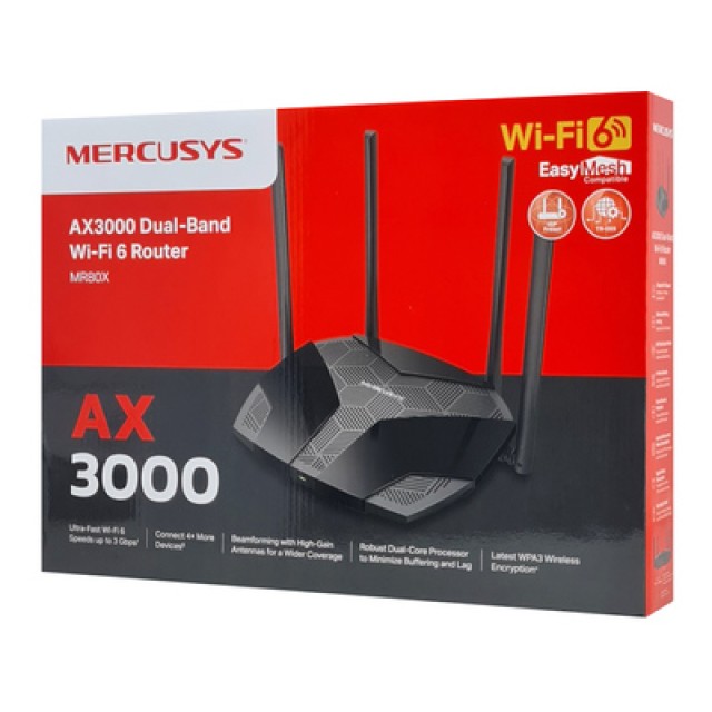 MERCUSYS router MR80X, Wi-Fi 6, 3Gbps AX3000, Dual Band MERCUSYS router MR80X, Wi-Fi 6, 3Gbps AX3000, Dual Band