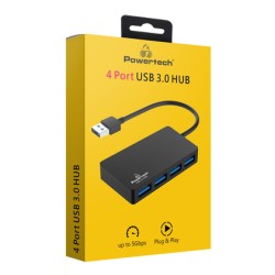 POWERTECH USB hub PT-1145, 4x θυρών, 5Gbps, USB σύνδεση, μαύρο