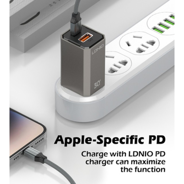 LDNIO καλώδιο Lightning σε USB-C LC441I, 30W PD, 1m, γκρι