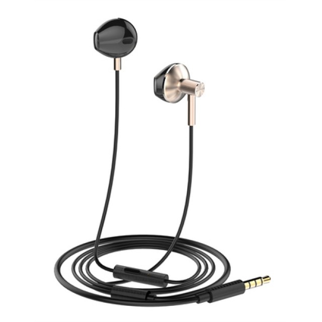 LDNIO earphones με μικρόφωνο HP09, 3.5mm σύνδεση, Φ13mm, 1.2m, ροζ χρυσό