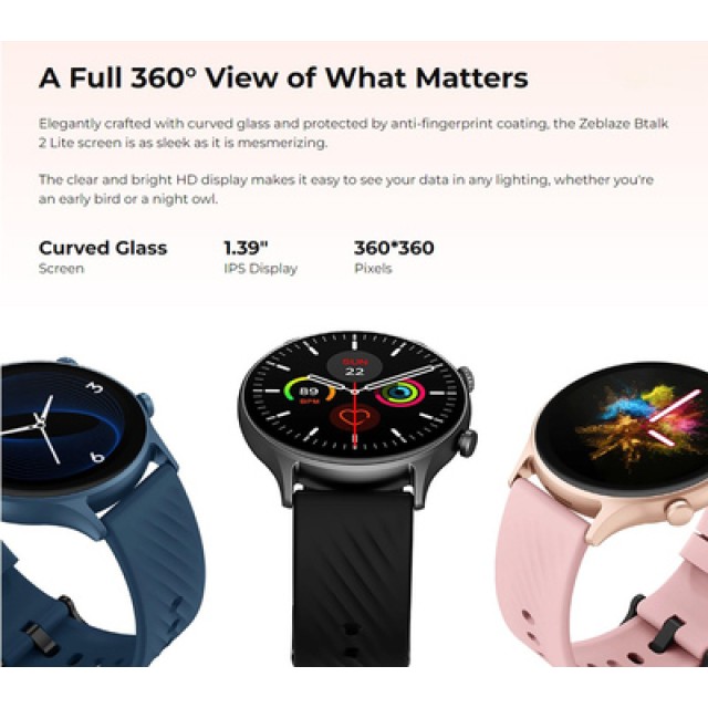 ZEBLAZE smartwatch Btalk 2 Lite, heart rate, 1.39" IPS, IP68, μαύρο