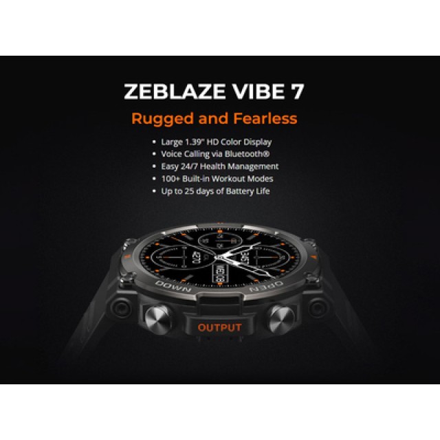 ZEBLAZE smartwatch Vibe 7, heart rate, 1.39" IPS, IP68, μαύρο