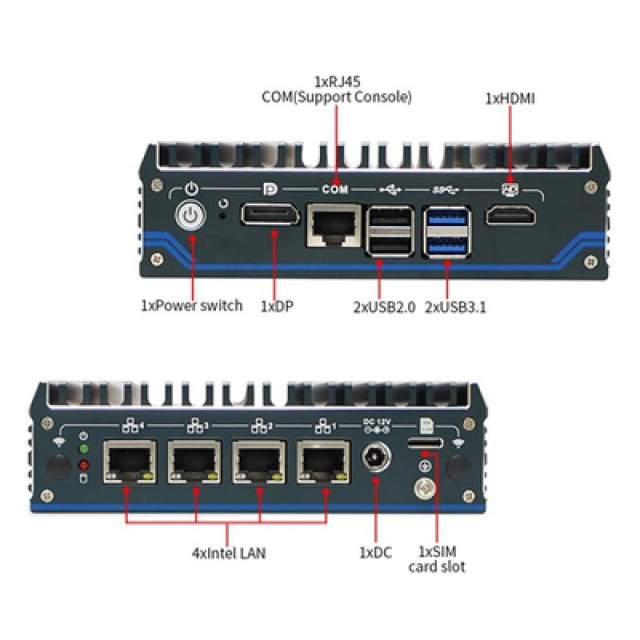 POWERTECH Firewall PC Nano N1141 J6412, 8GB/128GB M.2 Kingston, pfSense