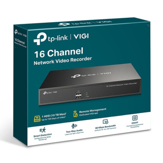 TP-LINK NVR καταγραφικό VIGI NVR1016H, 8MP, 16 κανάλια, Ver. 1.20