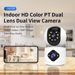 VSTARCAM smart κάμερα C992DR, 3MP, dual lens, Wi-Fi, PTZ, SD