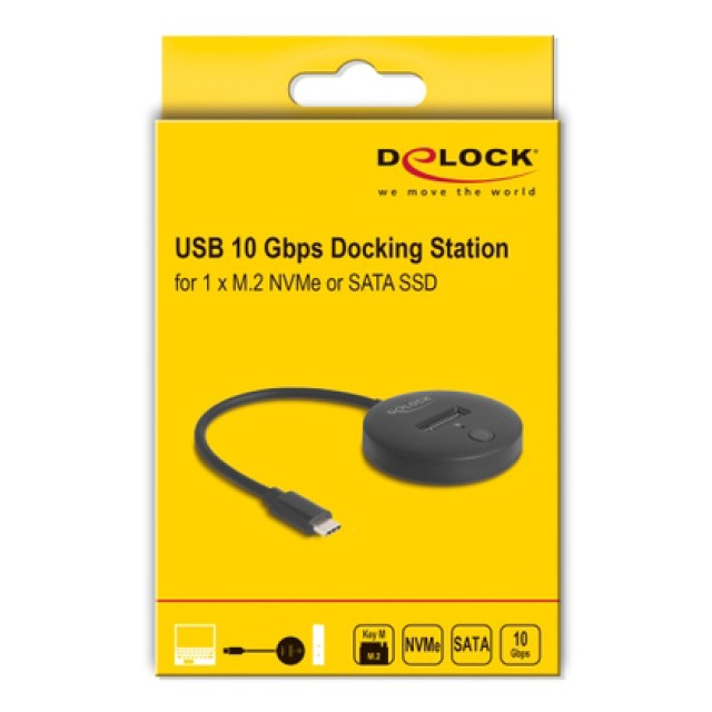 DELOCK docking station 64254 για M.2 NVMe/SATA SSD, 10Gbps, μαύρο