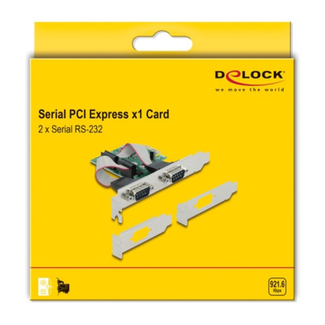 DELOCK κάρτα επέκτασης PCIe σε 2x RS-232 90007, 921.6Kbps