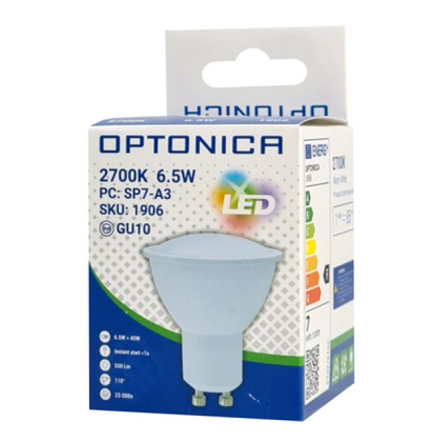 OPTONICA LED λάμπα spot 1906, 6.5W, 2700K, 550lm, GU10