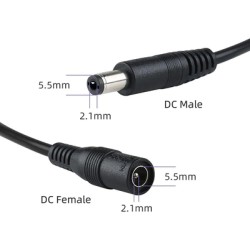 POWERTECH καλώδιο επέκτασης DC CAB-P030, 5.5 x 2.1mm, 10m, μαύρο