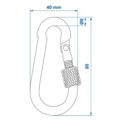 PROPLUS καραμπίνερ ασφαλείας 342364 με βιδωτό κλείδωμα, μεταλλικός, 8x80mm