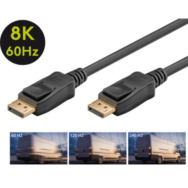 GOOBAY καλώδιο DisplayPort 64797, 8K/60Hz, 32.4 Gbps, 1m, μαύρο