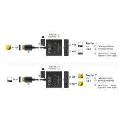 DELOCK DisplayPort switch 18906, 2 σε 1, bidirectional, 8K/30Hz, μαύρο