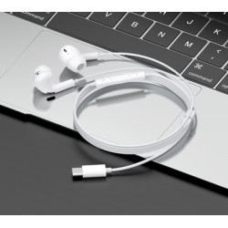 CELEBRAT earphones με μικρόφωνο E300, USB-C σύνδεση, Φ10mm, 1.2m, λευκά