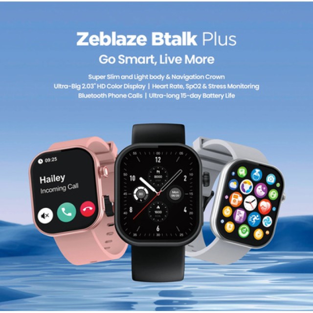 ZEBLAZE smartwatch Btalk Plus, heart rate, 2.03" IPS, IP68, μαύρο