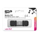 SILICON POWER USB Flash Drive C51, USB/USB-C, 64GB, 120MBps, ασημί