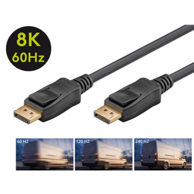 GOOBAY καλώδιο DisplayPort 65808 Certified, 8K/60Hz 32.4 Gbps, 1m, μαύρο