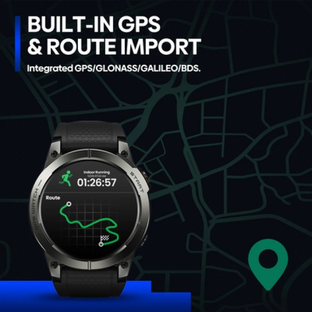 ZEBLAZE smartwatch Stratos 3 Pro, heart rate, 1.43" AMOLED, GPS, μαύρο